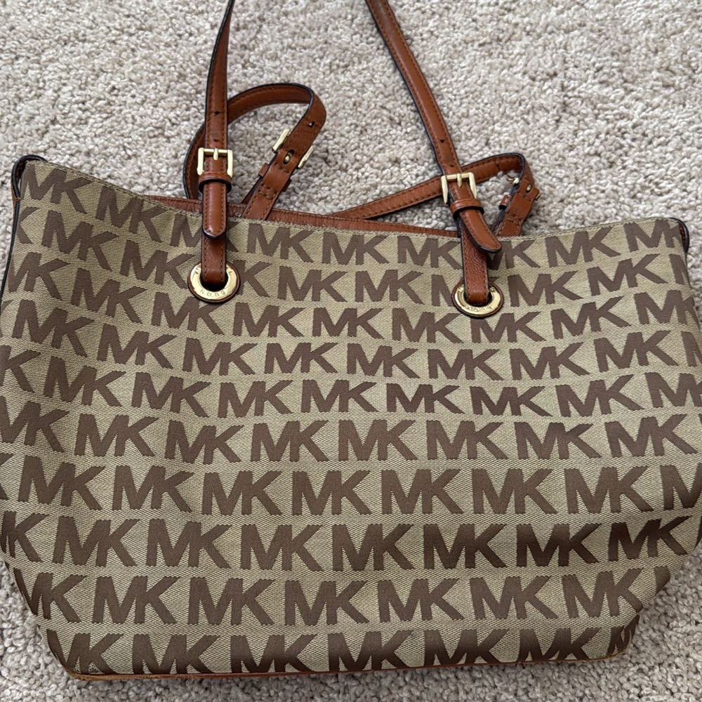 Michael Kors Tan and Brown Logo Tote